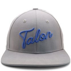 Flat Brim Hat - Grey w/ Royal Script by Talon Golf